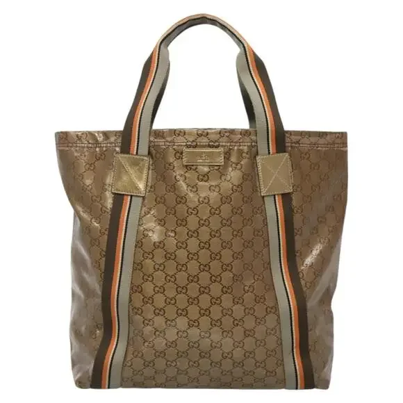 GUCCI GG Crystal Sherry Line Tote Bag Coated Canvas Brown - Picture 2 of 16